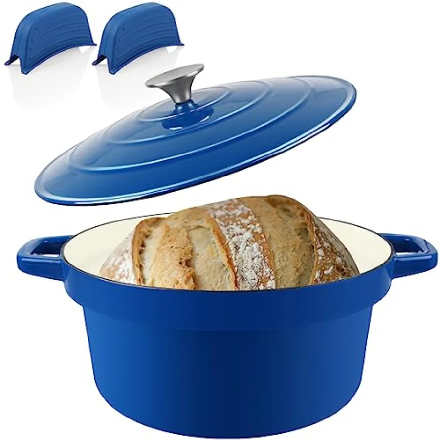 

Dutch Oven Pot With Lid, Enameled Cast Iron Dutch Ovens for Sourdough Bread Baking, Non-Stick Ceramic Dutch Oven Cooking Pot, O