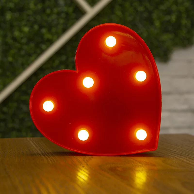 3D aşk kalp Marquee mektup lambaları kapalı noel dekoratif lambaları LED gece ışık düğün dekor romantik sevgililer günü hediye