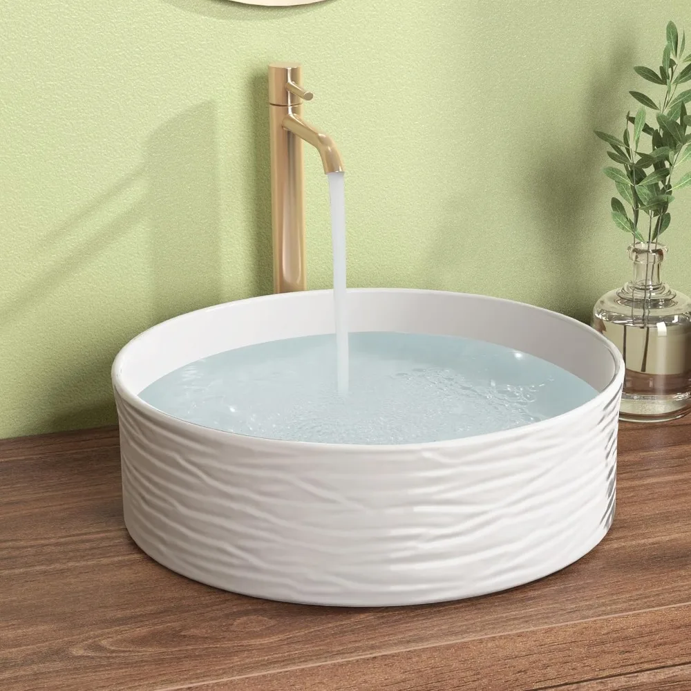 

16 Inch Bathroom Vessel Sink Bowl, Vanity Top Basin for RV and Countertop Bathrooms