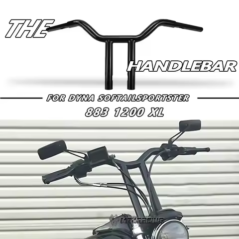 MTKRACING Motorcycle Handlebars Rise T-bars 1'' Drag Bars 10'' 12'' 14'' Height For Harley Dyna SoftailSportster 883 1200 XL