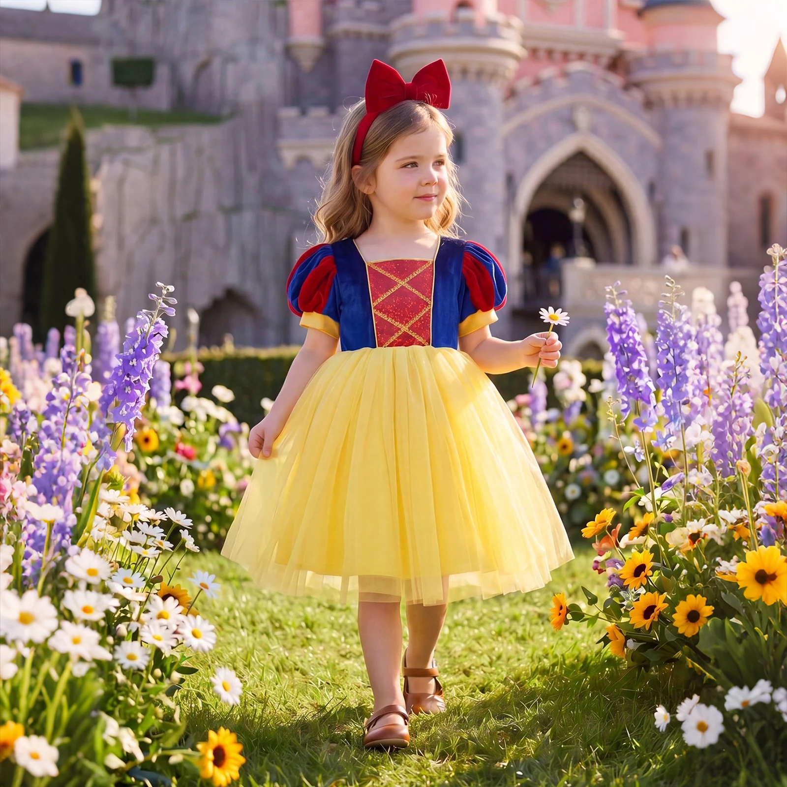 Little girl's sequin patchwork color-blocked fluffy tulle elegant dress princess dress Christmas dress suitable for birthday parties, dances, parties, school performances, Thanksgiving, graduation, important occasions, and holiday celebrations