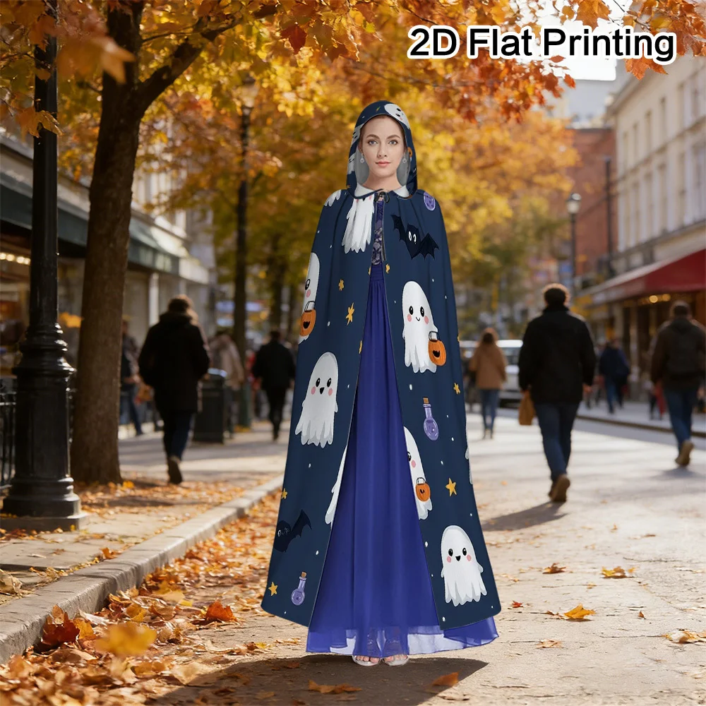 1pc Retro Hooded Cloak Wearable Blanket Suitable for Halloween Carnival Stage Costumes Ghosts Bats Costume Blanket