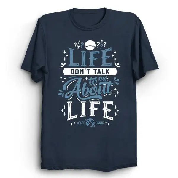 Life Hitchhikers Guide to the Galaxy T Shirt Sci Fi Movie Geek Science Book Lover Don't Panic