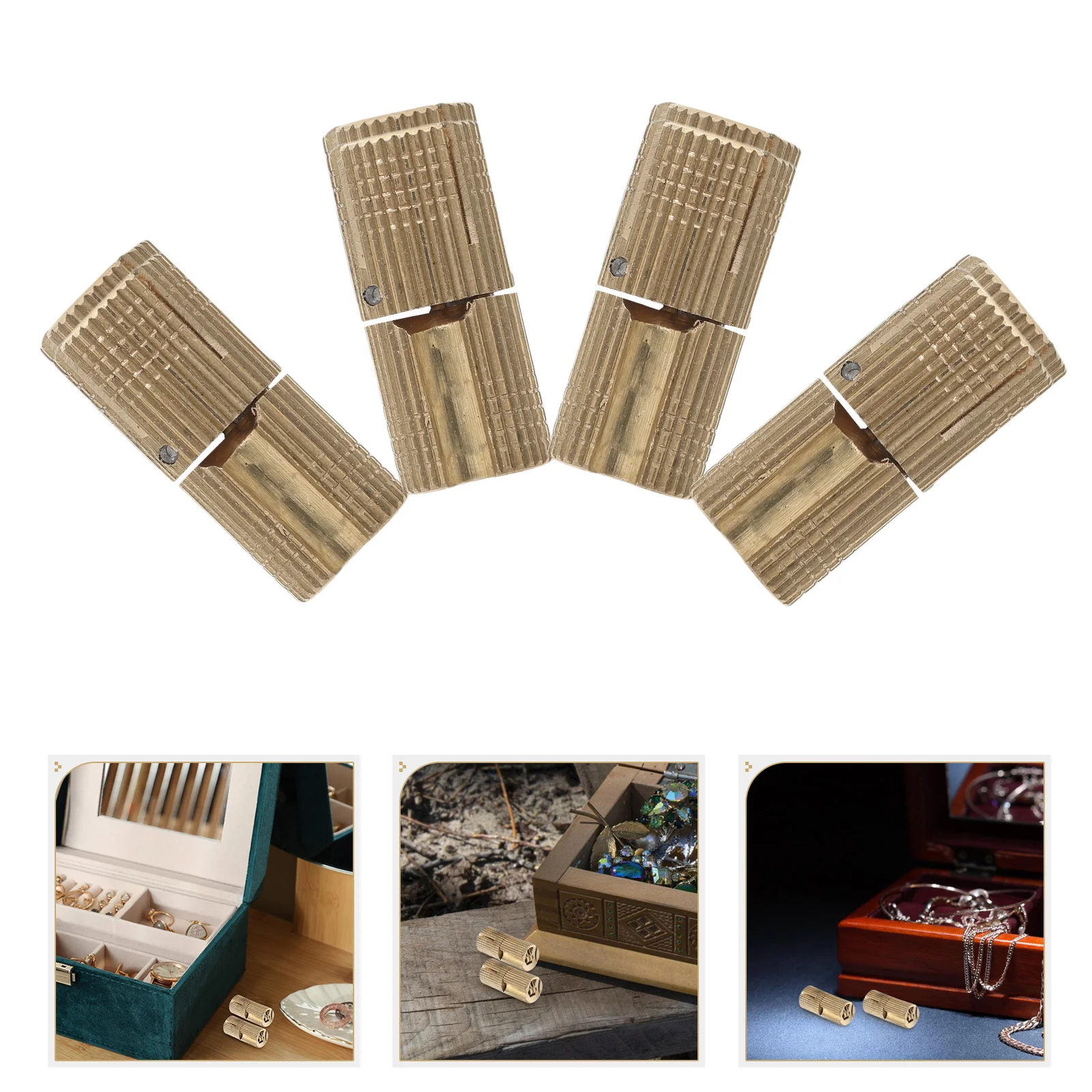 

8pcs Brass Hinges Hidden Door Cabinet niture Keepsake Boxes Invisible Barrel Cylindrical Round Smooth Durable Installation