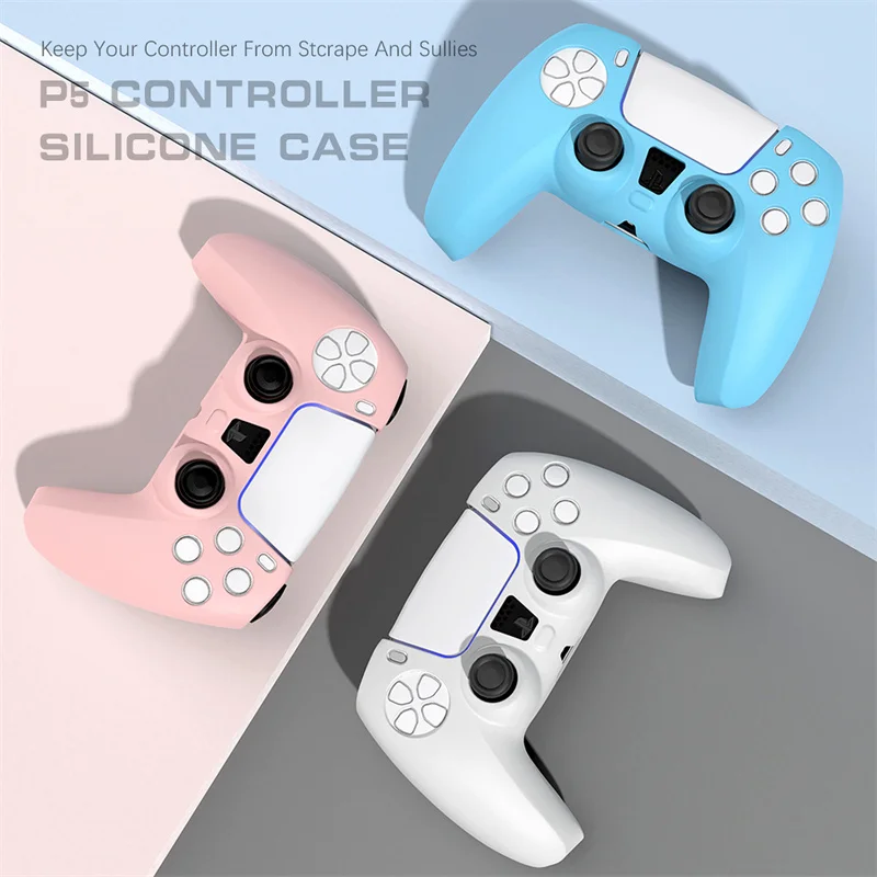 PS5 Solid Color Controller Cover Soft Silicone Case Anti-Slip Gamepad Skin For Playstation 5 Controller Joypad Accessories Case