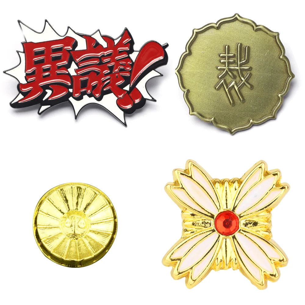 Game Ace Attorney Cosplay Phoenix Wright Athena Cykes Badge Cartoon Alloy Legal Brooch Pin Jewelry Clothes Backpack Accessories