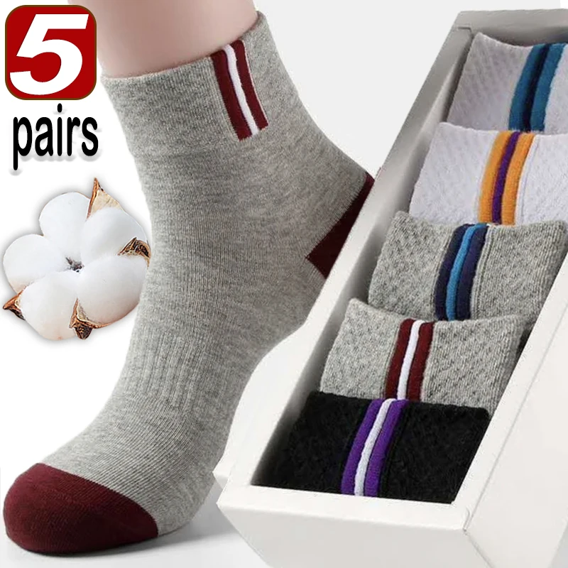 Chaussettes de dehors en Fibre de Bambou pour Homme, Respirantes, en Coton Doux, Dépistolet antes, de Haute Qualité, de Styliste, pour Été et Automne, 5 Paires