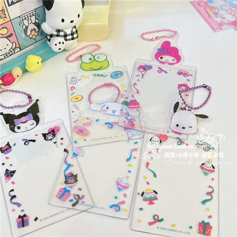 Sanrios Transparent Card Cover Anime Kuromi Melody Cinnamoroll Kpop Photocard Holder Kawaii Id Cards Note Bus Card Storage Bags