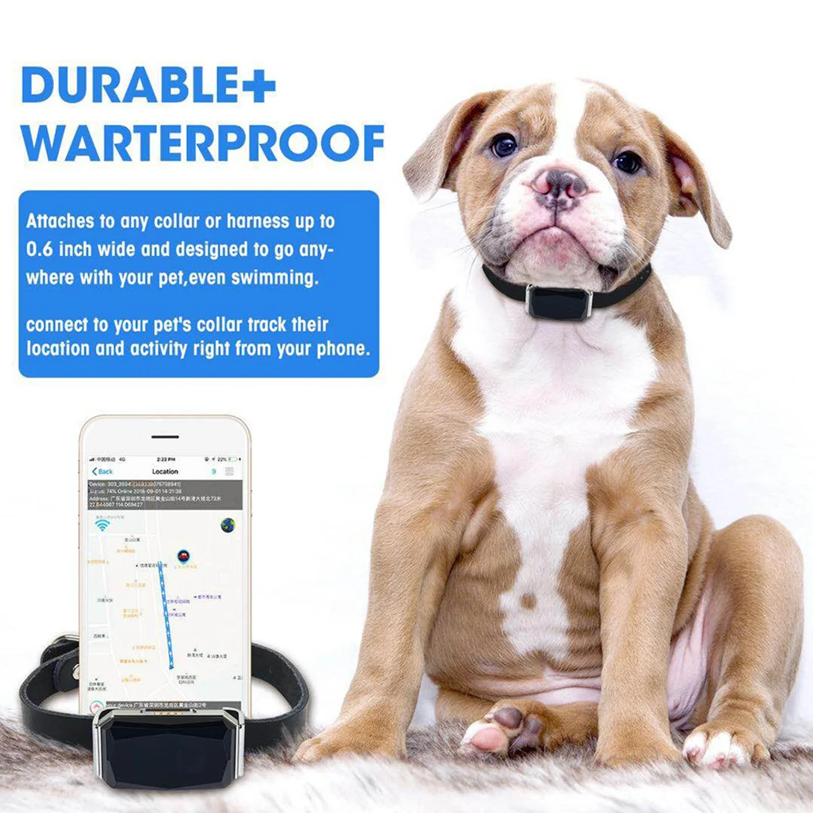 Mini GPS Tracker Waterproof Pets Locator Portable Real Time Tracking Device for Pets GPS+AGPS+Wifi+LBS Locator SOS Alarm Air tag