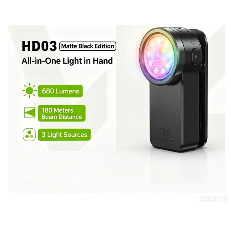 HD03 Mini Magnetic Clip-On Light 680 Lumens USB-Rechargeable Pocket RGB Flashlight – Anniversary Edition