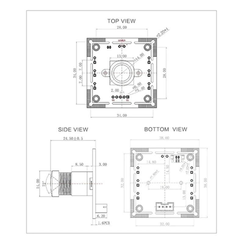 B37B-5Pcs OV9732 1MP USB Camera Module, 100° FOV, 1280X720, Manual Focus, Supports QR & Face Recognition, For Multiple OS
