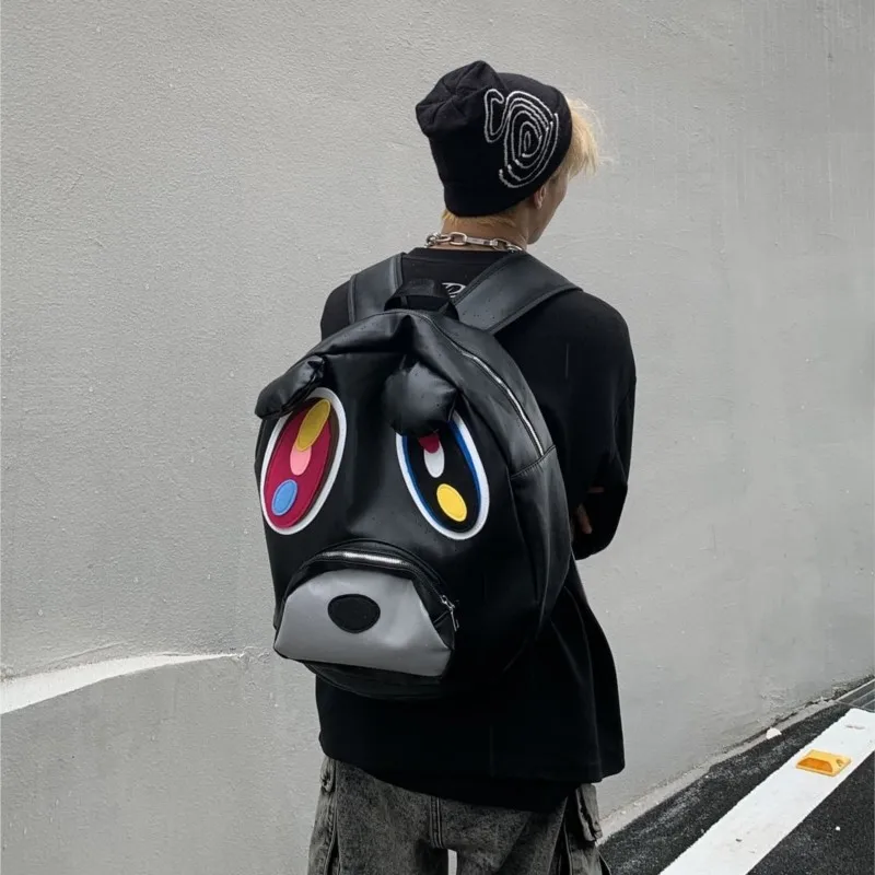 حقيبة ظهر JIAERDI لطيفة ومضحكة على شكل دب أسود للجنسين حقيبة مدرسية ذات سعة كبيرة إبداعية وفريدة من نوعها على الموضة Mochilas Mujer