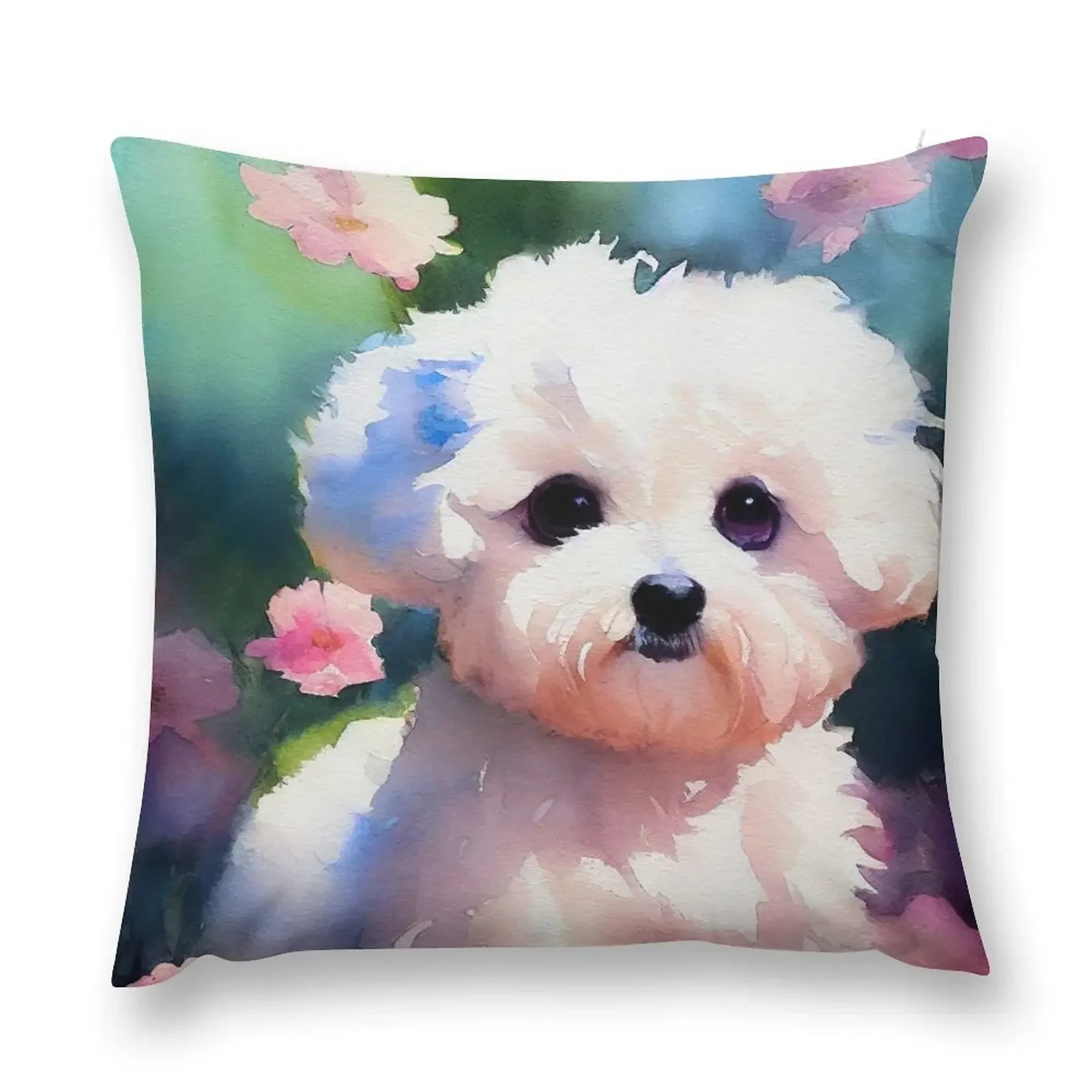 

Charming Puppy with Flowers - Delightful Pet Art Print Throw Pillow autumn pillowcase Sofas Covers Cushions For Children pillow