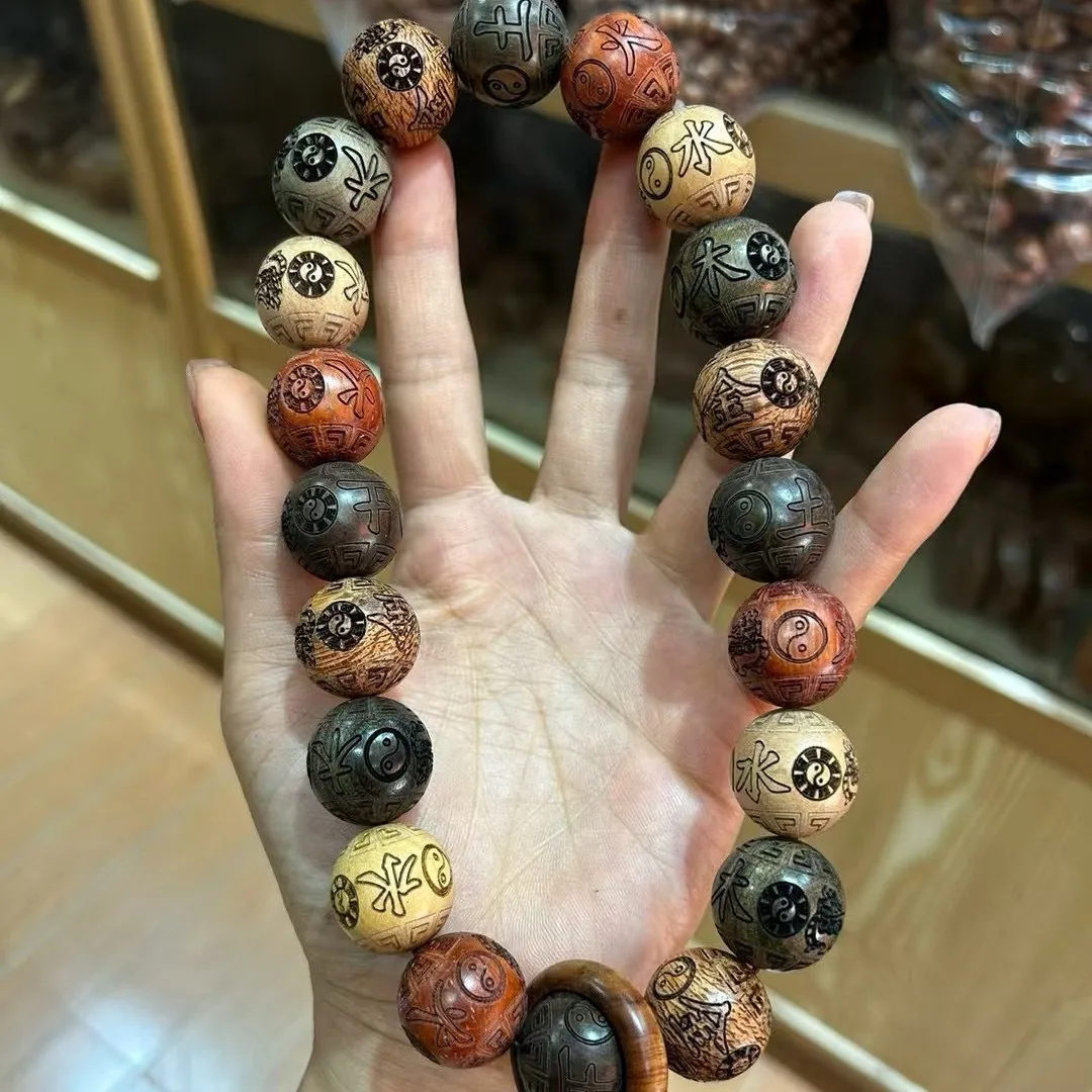 

Men's Natural Wooden Bead Bracelet, Hand-carved 2.0mm Colored Beads, Fashion Jewelry Gift