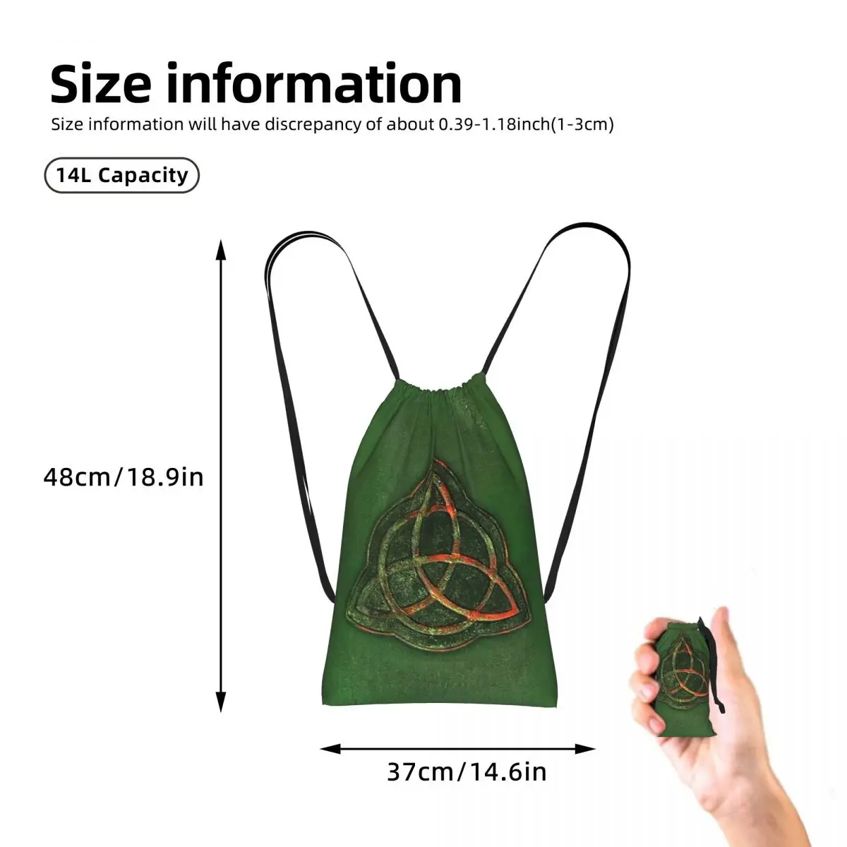 Book Of Shadows - Charmed Triquetra Design Drawstring Backpack Sports Gym Bag Lightweight Storage Drawstring Bag for Men Women