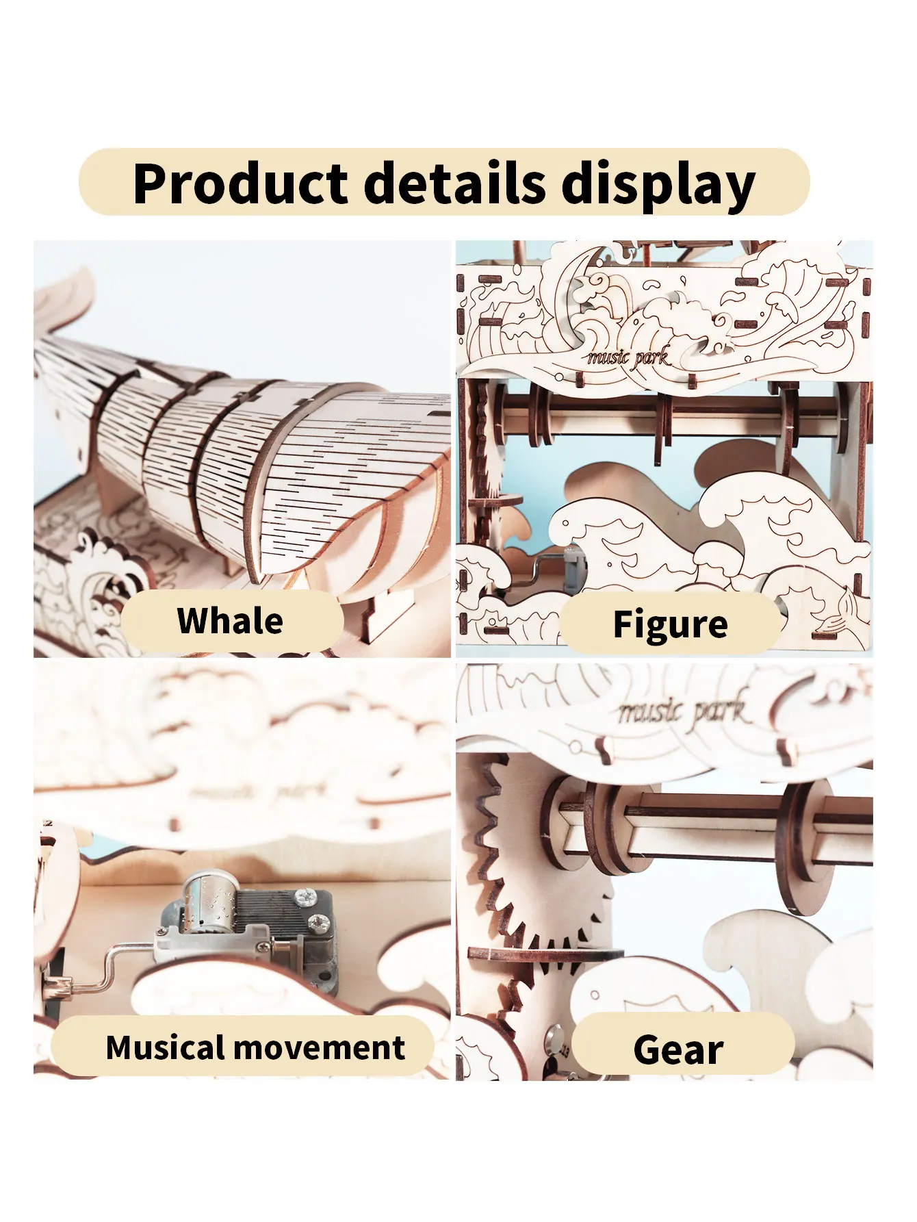 Handwal-Spieluhr 3D-Holzpuzzle für Erwachsene, Bausatz, Geschenk für Feiertage, Geburtstage, Weihnachten – Detail 3