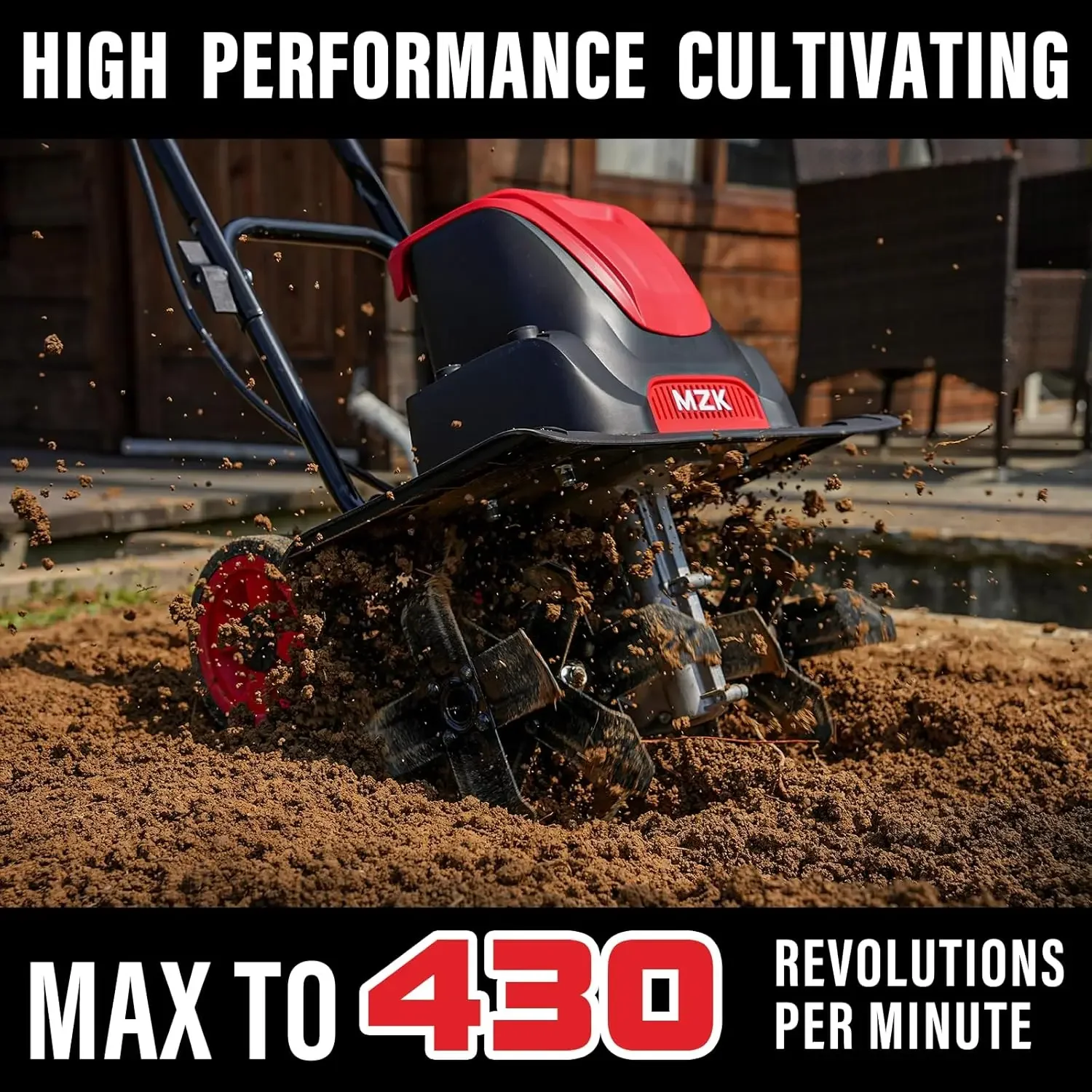 16-Inch 13-Amp Corded Electric Tiller/Cultivator, 8-inch tillling Depth with Adjustable Wheels, Foldable Electric Rototiller