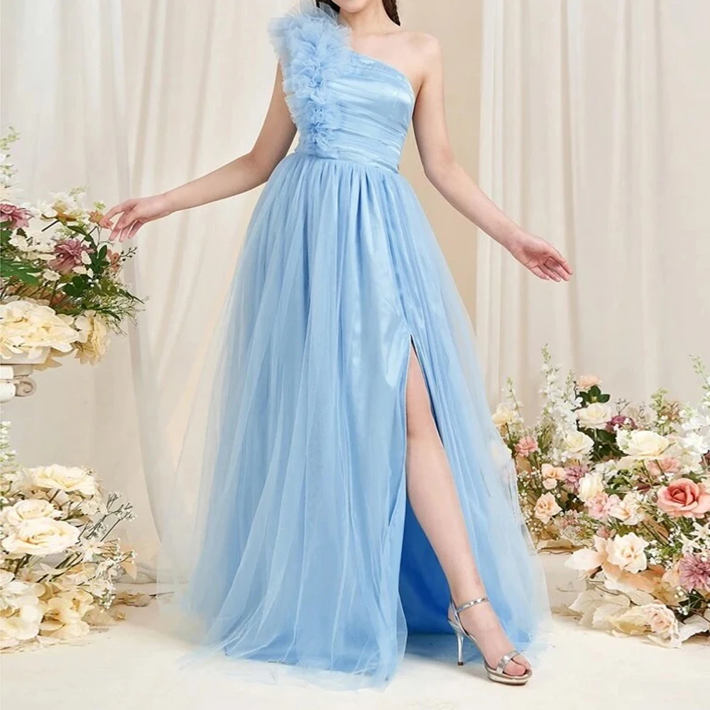 

Индивидуальные вечерние платья трапециевидной формы длиной до пола, на одно плечо, без рукавов, платье для выпускного вечера, модное простое драпированное повседневное вечернее платье с рюшами