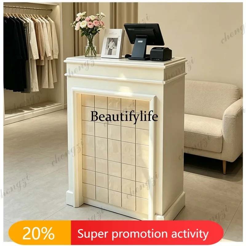 N178 Clothing store Small bar Premium checkout page French pearl glazed square brick front desk counter