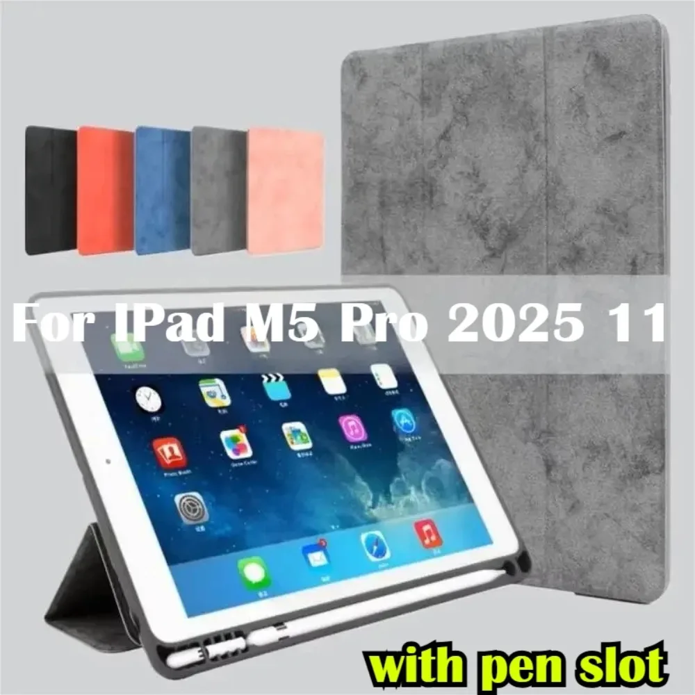 2026 Retro Marbling Smart Case for IPad A19 12th A16 11/10th M5 Pro 11 12.9 13 Air 8 M4 13 11