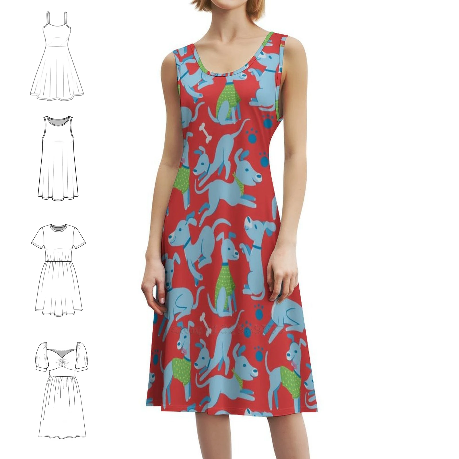 

Синее уиппетское богемное платье без рукавов с несколькими принтами, пляжное праздничное платье для отдыха и щенка, собаки, уиппет, борзая, милое платье для домашних животных