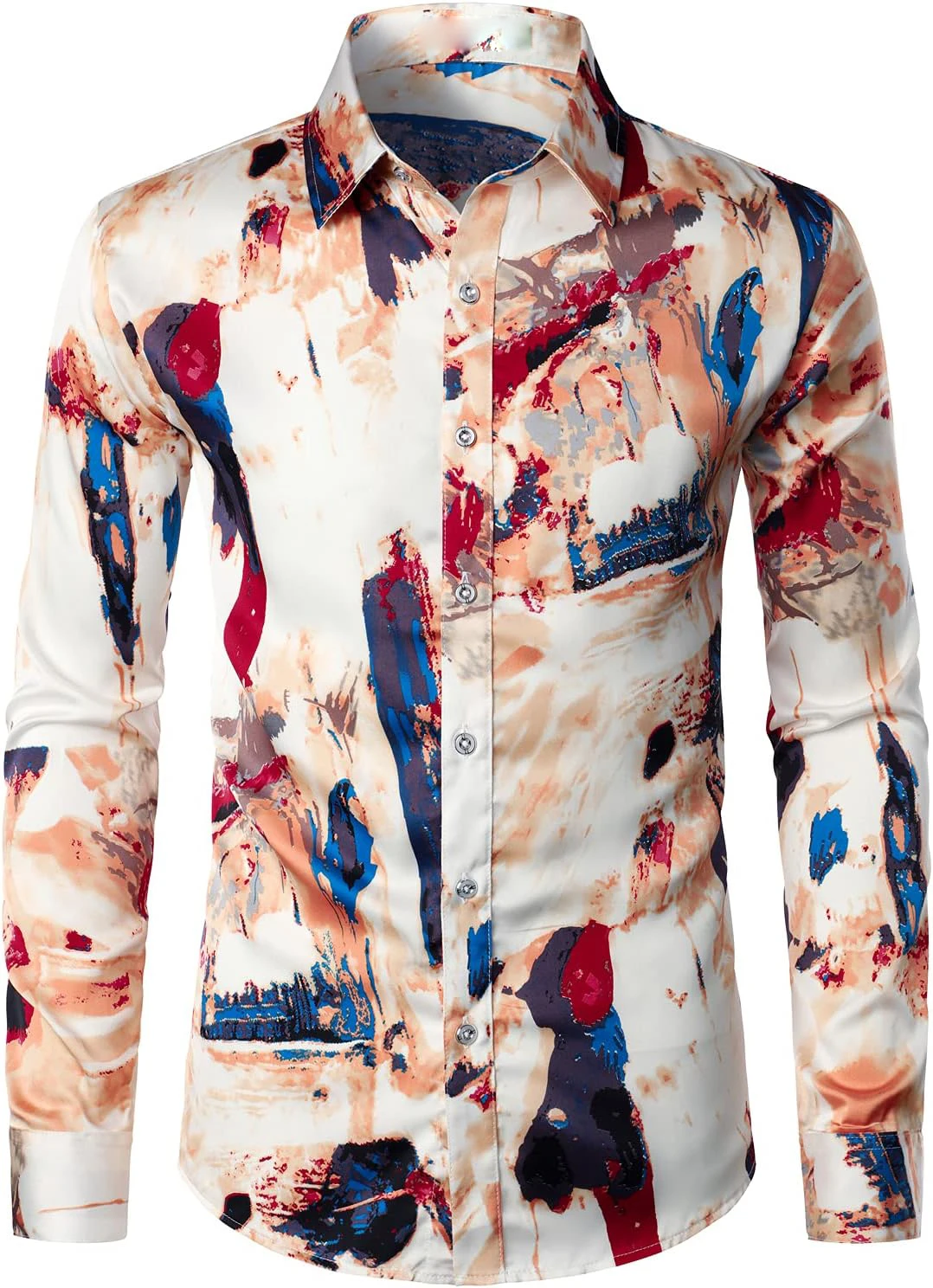 Men's Business Dress Shirts Long Sleeve Casual Button-Down Shirts Formal Inner Collar Contrast Color Shirts Men's Wedding Clothi