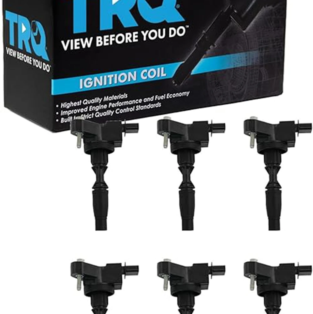 TRQ 6 Piece Engine Ignition Coil Set Direct Fit for Buick Cadillac Chevrolet GMC