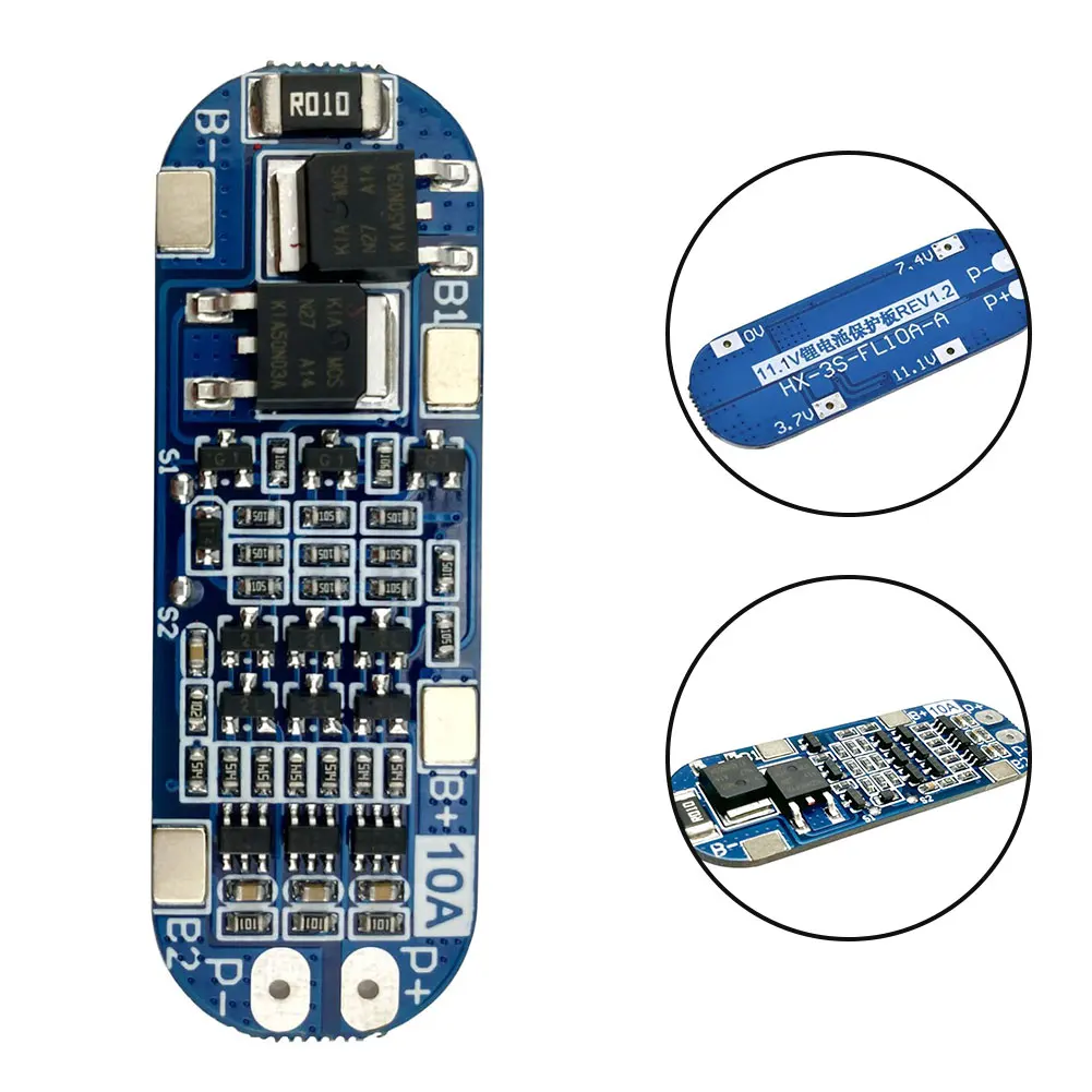 

HX-3S-FL10-A 3S 10A Balance Li-ion Lithium LiPo Battery BMS Protection Board 11.1V 12.6V Battery Protection Board Protection