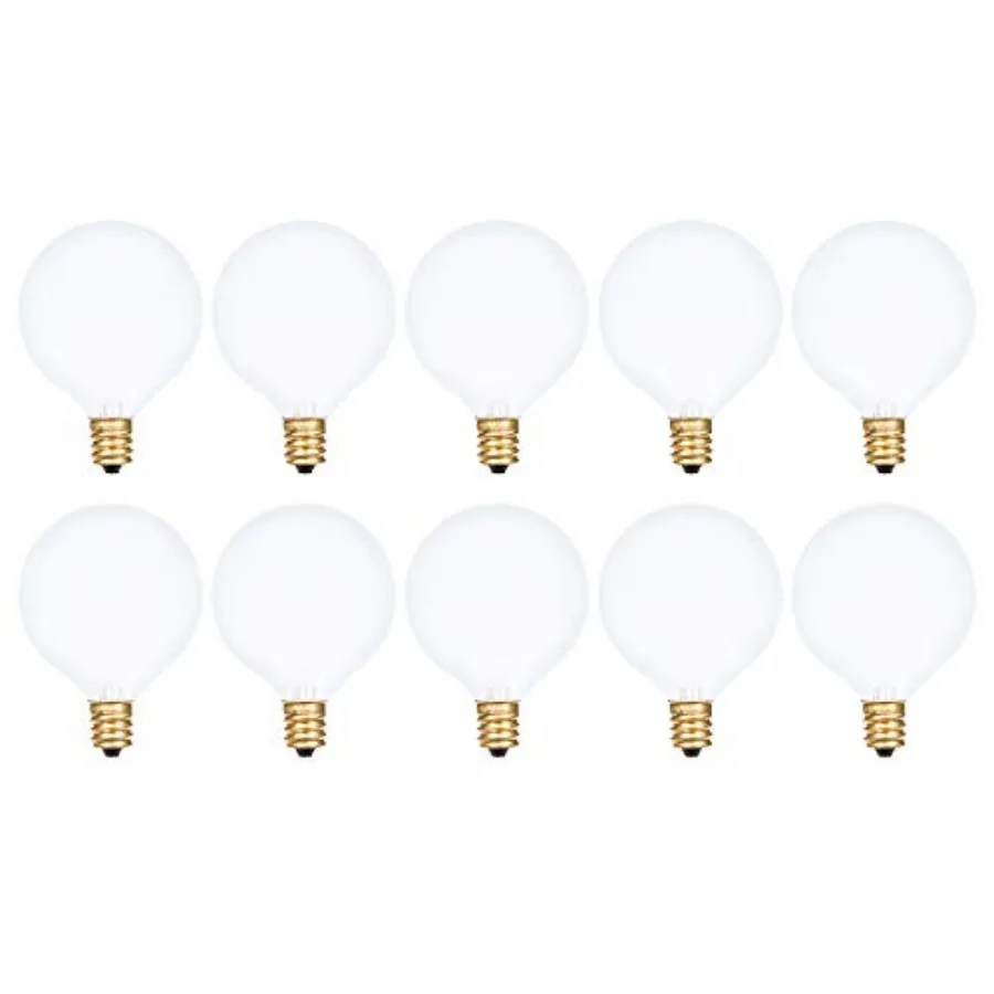 Small Globe G16.5 Round Bulb 40W E12 Candelabra Base 10 Pack for Chandelier, Ceiling Fan Light, Decorative Vanity Lights, Wall