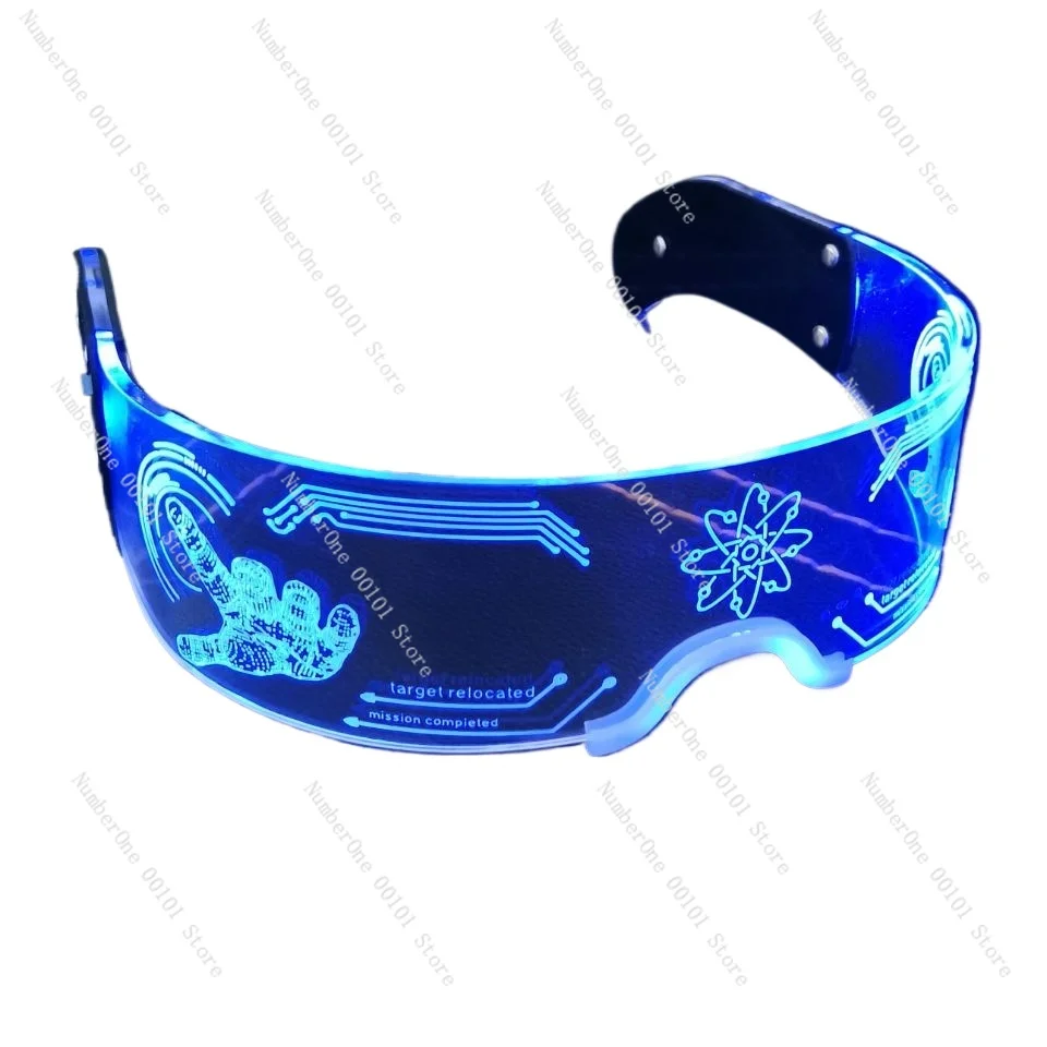 LED colorful wireless color-changing luminous glasses, cyberpunk, sci-fi cool nightclub party dancing glasses