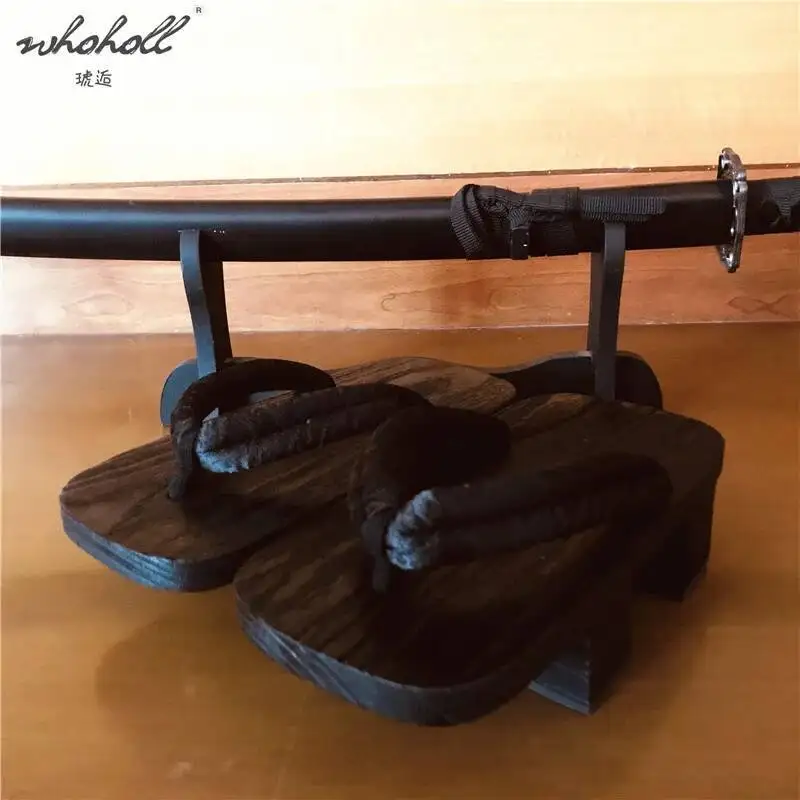 WHOHOLL Geta الصيف الوجه يتخبط النساء الرجال قباقيب خشبية النعال اليابانية قباقيب خشبية الأحذية تأثيري ازياء الأحذية