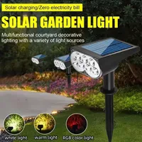 Solar Outdoor Light 2/7LED Courtyard Trees Lawn Spotlights  Light Waterproof Ground-in Type Garden Villa Lamps White/Warm/RGB