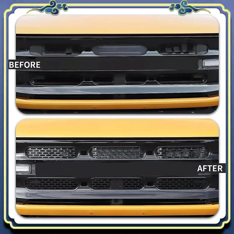 

AU16-Car Front Bumper Radiator Grills Cover Middle Net Grills For Ford Bronco 2021-2024 Car Exterior Accessories