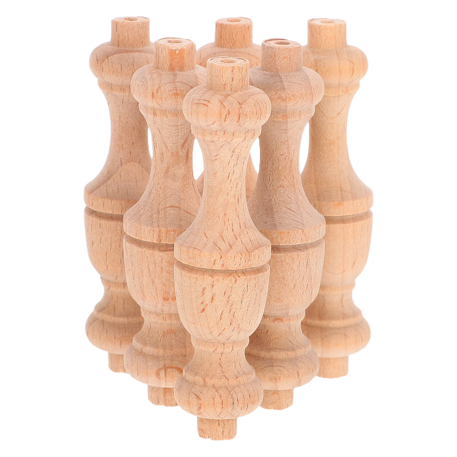 

6Pcs Real Wood Mini Roman Pillars Decorative Unpainted Gourd Spindles Furniture Cabinets DIY Home Decor Mini Roman Pillar