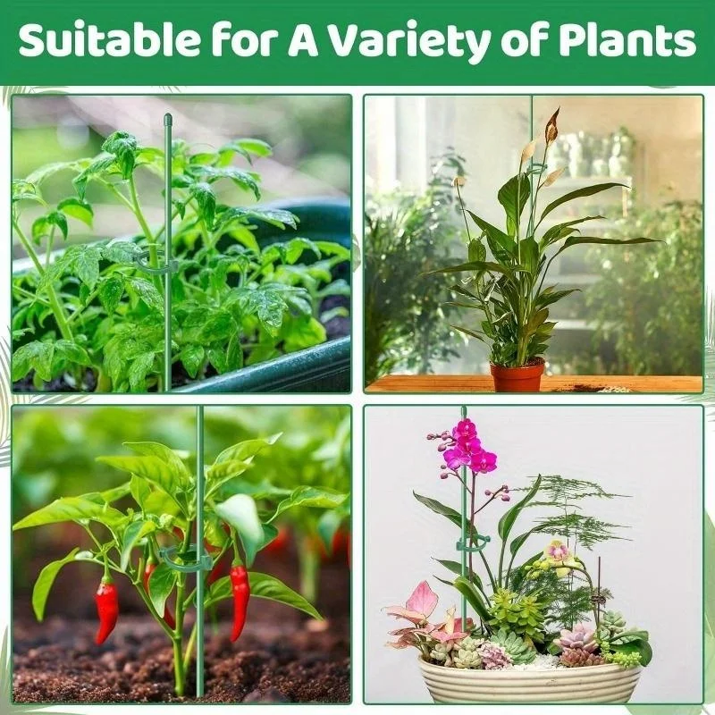 28 Pcs Adjustable Plant Support Sticks with 28 Rings and 14 Connectors for Indoor Outdoor Plants Potted Flowers Tomato Rose view 5