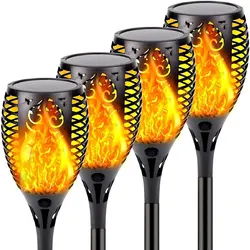 Lampe torche à flamme solaire, scintillante, étanche, décor de jardin, lampe de pelouse de paysage, extérieur, chaud, 51LED, 96LED