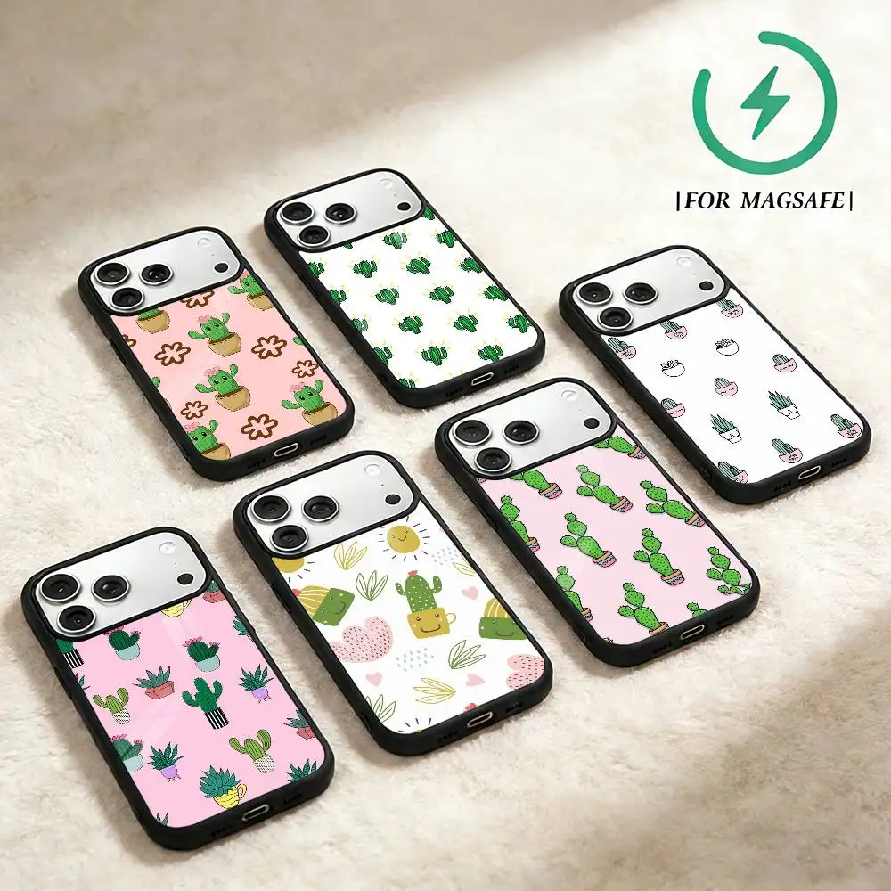 

Cactus Succulents Phone Case For iPhone 17,16,15,14,13,12,Plus,Pro,Max For Magsafe Magnetic Wireless Charge