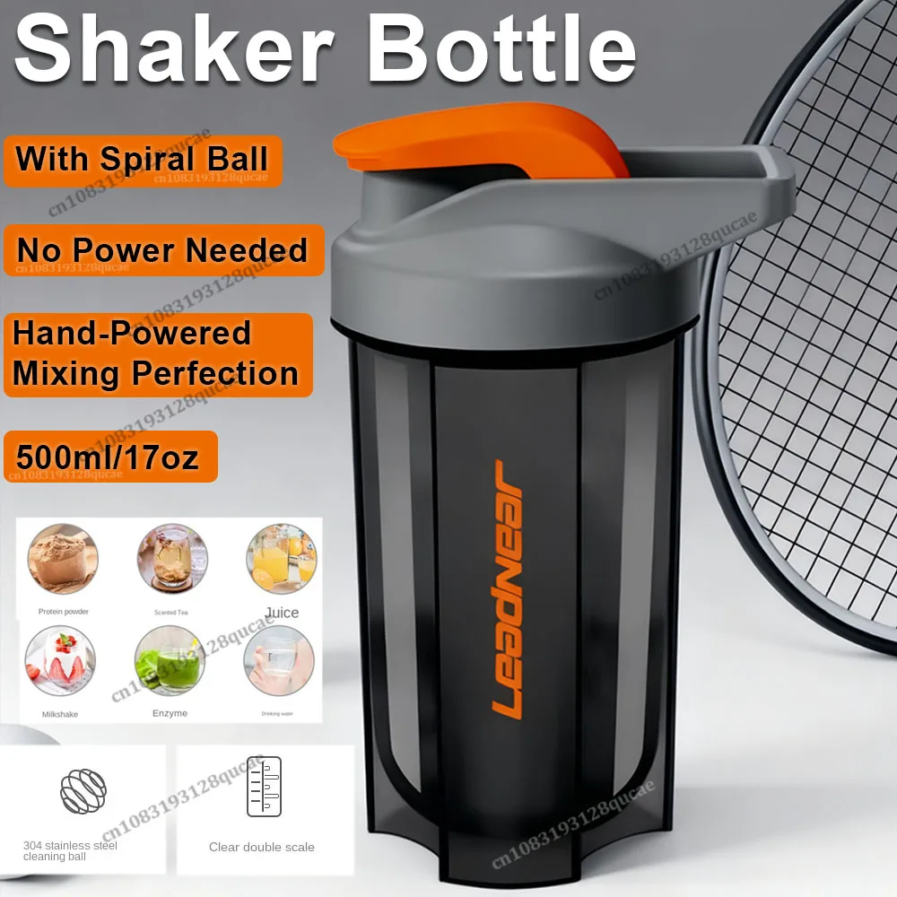 Taza mezcladora portátil de proteína en polvo para batido al aire libre + bola en espiral, botella para beber para Fitness, botellas para batido, botella de agua deportiva a prueba de fugas