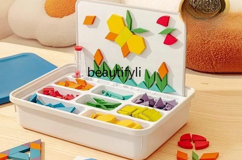 Magnetic puzzle tangram geometric building block baby educational toys, children's boys and girls teaching aids gifts