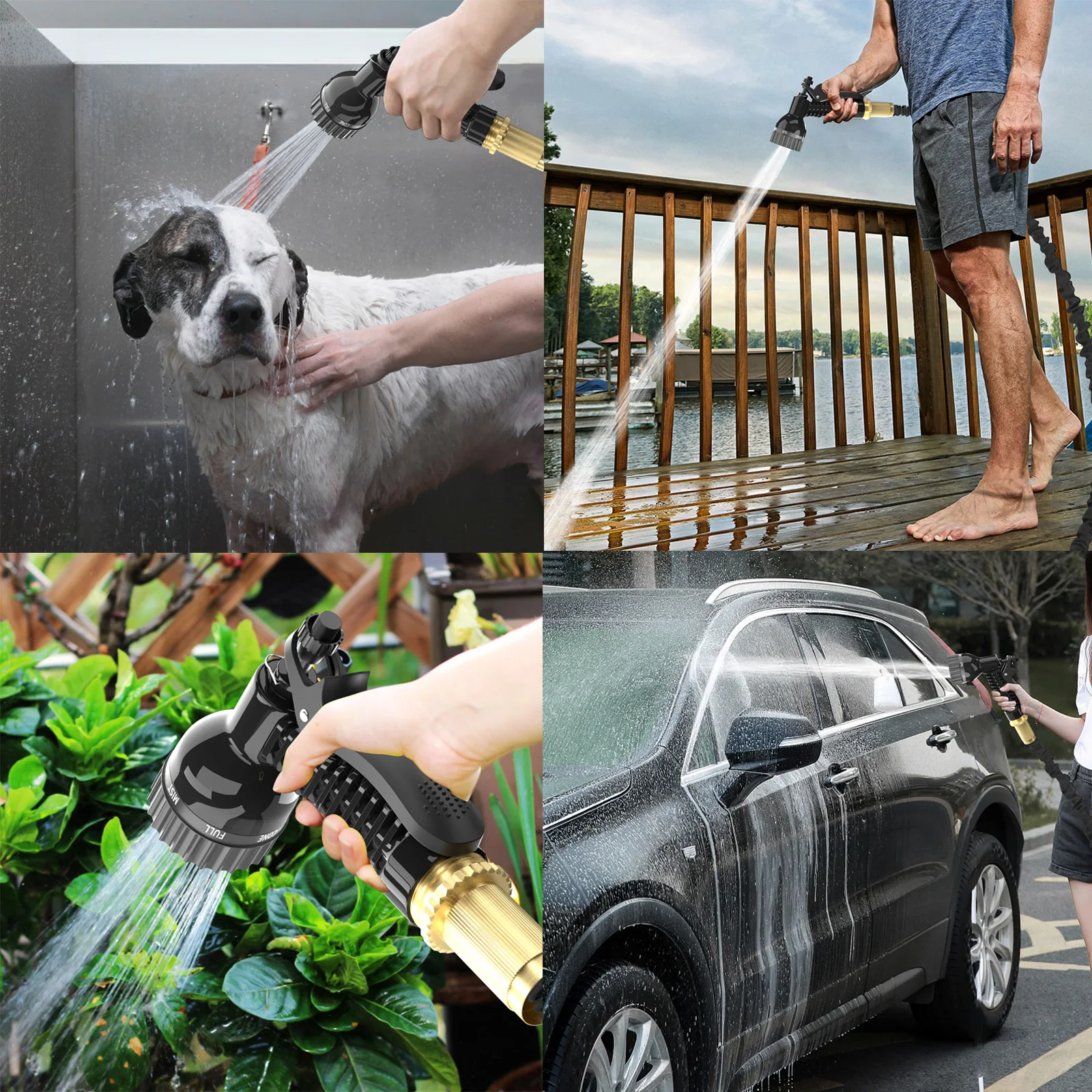 خرطوم حديقة الأنابيب 75FT/100FT/150FT/200FT توسيع حديقة Hosepipe أقوى أنبوب داخلي مزدوج اللاتكس مع 7 وظيفة بندقية رذاذ