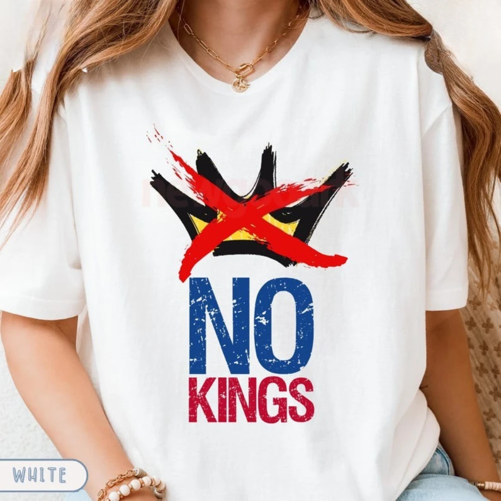 Humor No Kings in America Graphic T Shirts Woman Man Casual Casual T-shirt Classic O-neck Cotton Streetwear Short-sleev