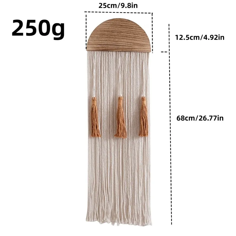 الحديثة الحد الأدنى هامش النسيج الفن البوهيمي مستوحاة شكل خشبي شبه دائري يدويا لهجة قطعة القطن جدار المفروشات