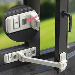 Hebilla de bloqueo de seguridad para bebés en casa, soporte de límite de ventanas para niños, cerraduras de puertas correderas, protección de seguridad anticaída para niños ajustable