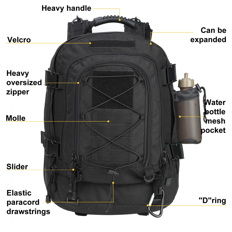 Extra Large 60L Tactical Backpack For Men Women Outdoor Water Resistant Hiking Backpacks Travel Backpack Laptop Backpacks