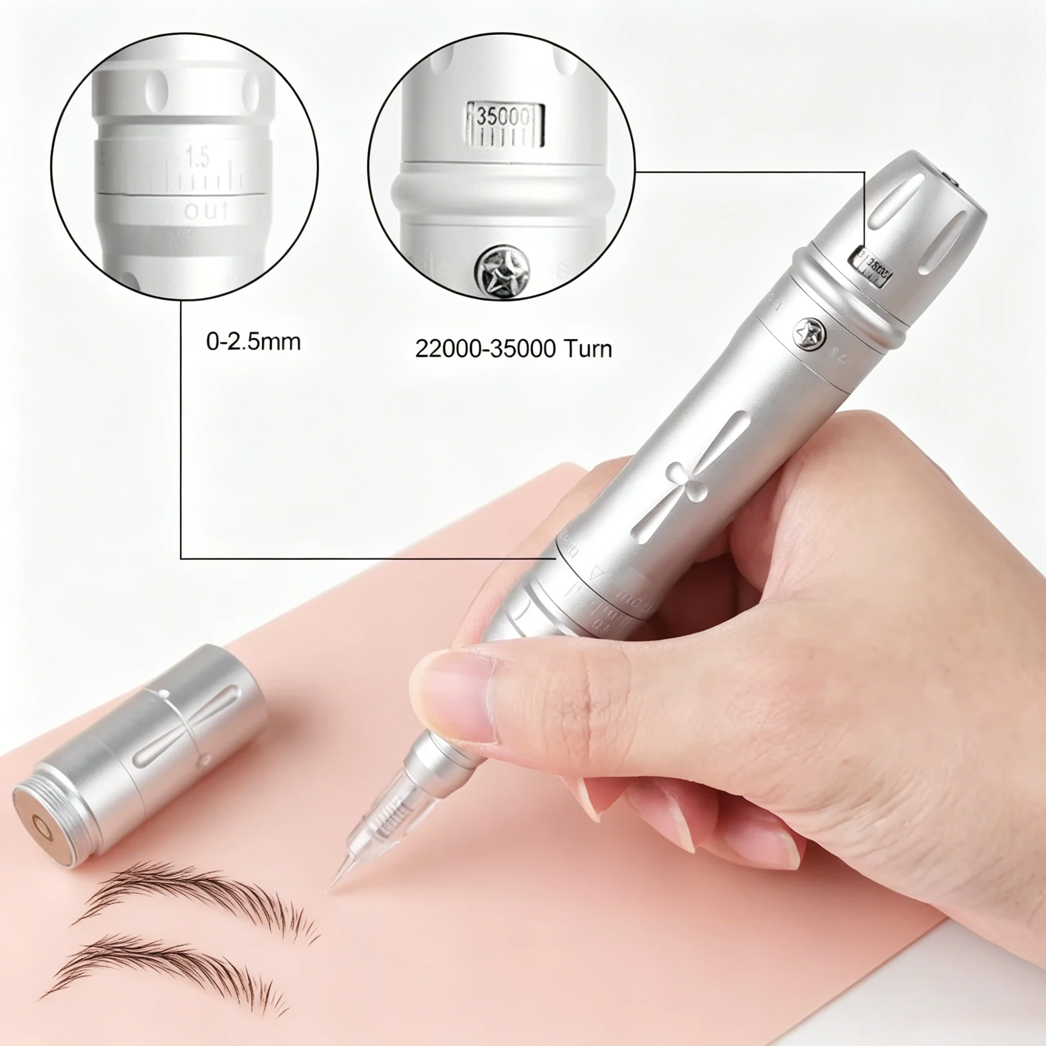 Wireless PMU Machine Kit Permanent Makeup Tattoo Pen with Disposable Sterilized Cartridge Needles for Eyebrow, Lip Eyeliner