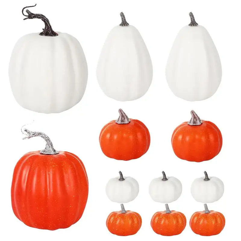 Simulated Foam Pumpkin Set Artificial Simulation Thanksgiving Fall Foam Centerpiece Prop Pumpkin Ornament Halloween Autumn Decor