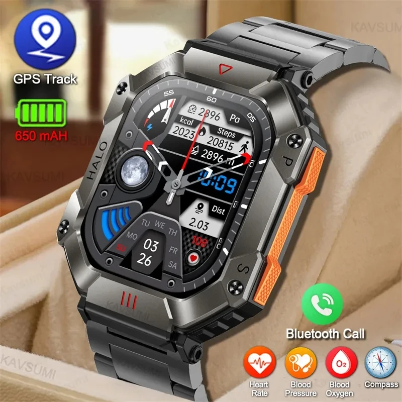 

2023 GPS Compass Smart Watch Men For Xiaomi Android IOS Watches 650 Mah Battery IP67 Waterproof Bluetooth Call Sports Smartwatch