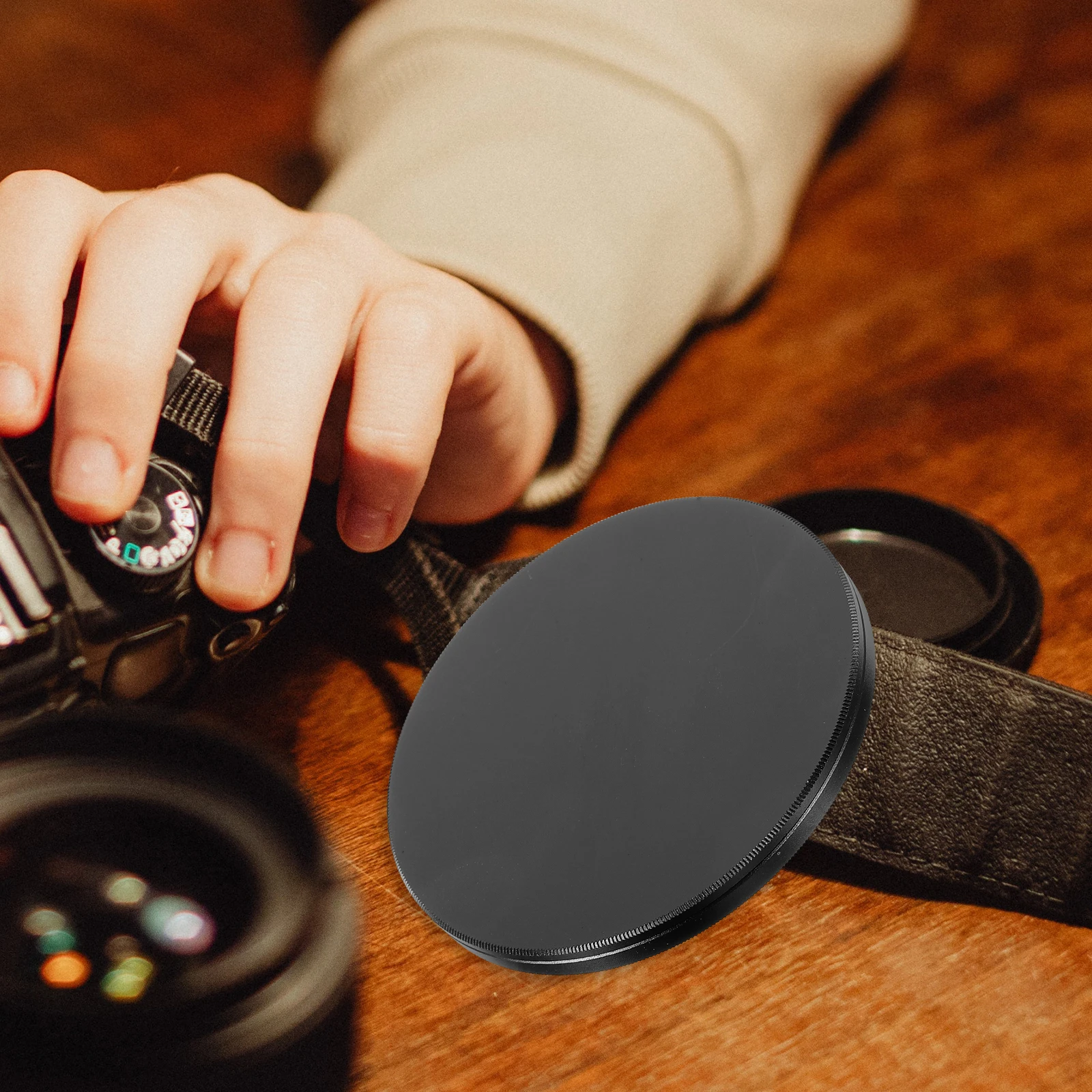 

77mm UV Protective Cover Neutral Gray 77mm Filter Cap Camera Lens Dust Proof Stack Caps For Filters Storage Case