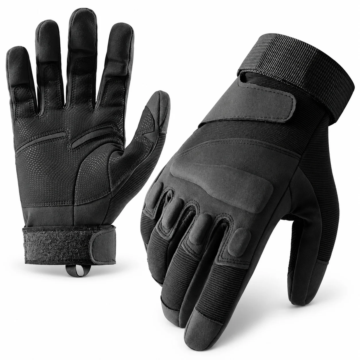 Full-Finger Outdoor Gloves, Anti-Slip Padded Cycling Fitness Gloves with Adjustable Wrist Strap, Breathable Grip for Hiking