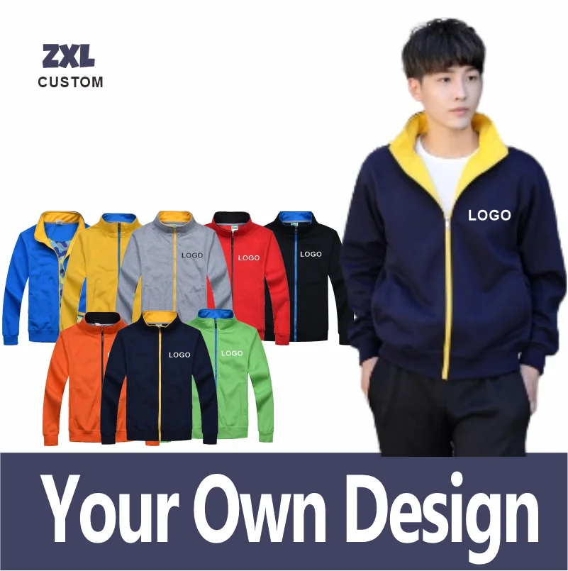 Stand Collar Zipper Jackets For Men Jacket Coats Casual Sweatshirt Custom Print Personal Group Logo Design Brand Embroidery